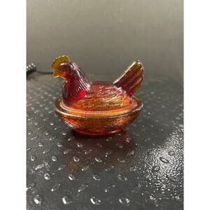 Vintage Hen on Nest Brown/Amber Color